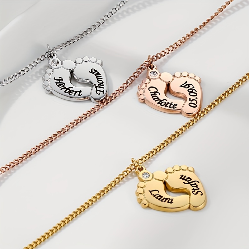 Custom Engraved Name Necklace Zirconia Ankle Pendant Letter Jewelry